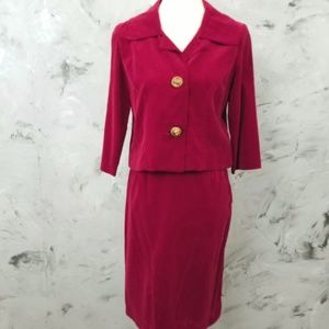 R & K ORIGINALS Red Velvet Skirt and Jacket Suit